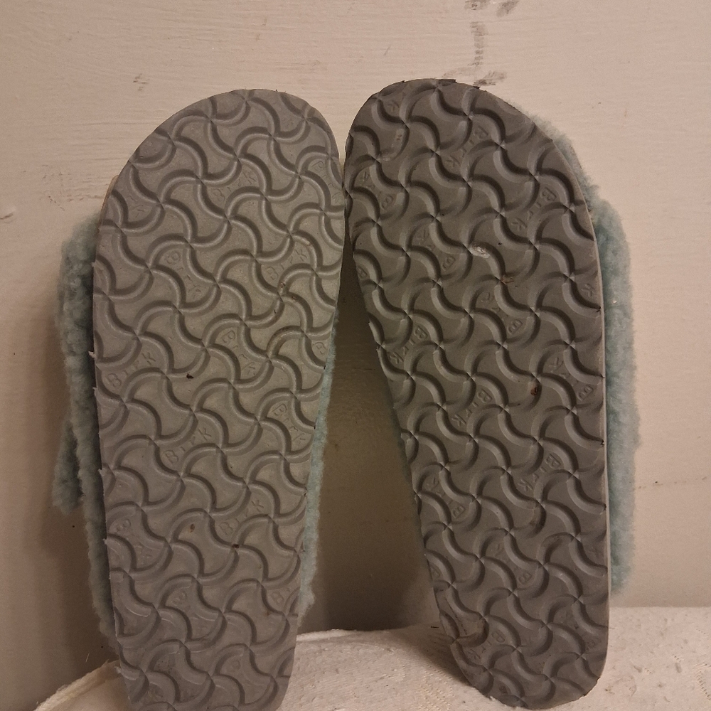 Womens BIRKENSTOCK PAPILLIO Cozy Faux Slide Sandals, Light Sage Size 41, US 10 - Picture 16 of 16